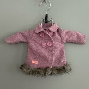 OG Doll Mauve Double-Breasted Coat with Faux Fur Trim